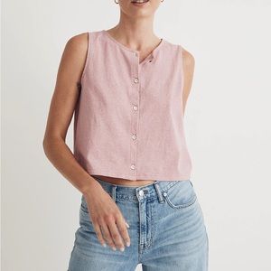Madewell Button-Front Crewneck Crop Tank